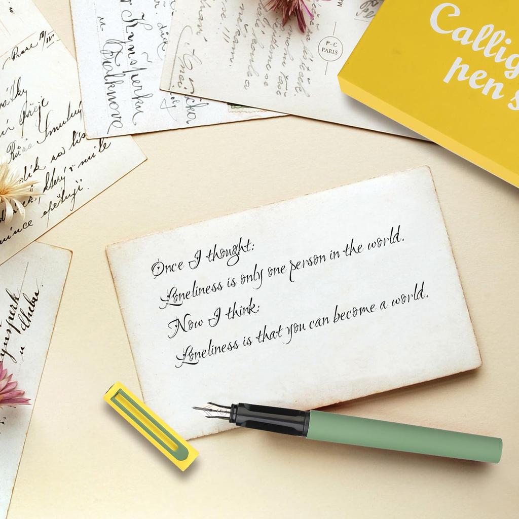 Mancola A Color Contrast Design Fountain Pen Set That Includes 1 Fountain 3 Different Types of and 18 Ink Cartridges Colors In Pen, Nibs, (13 Total)