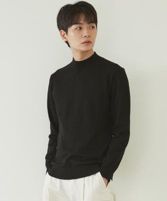 210EDIT Heren Kasjmier Blend Mock Turtleneck Gebreide trui [Zwart]_Zz4Sw011