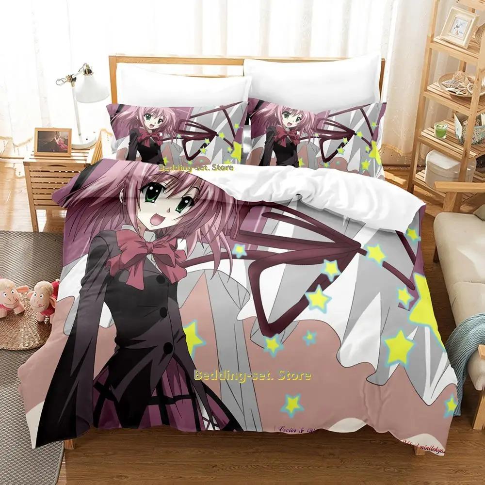New Seitokai No Ichizon Bedding Set Cartoon Anime Three-piece Set Adult Kid Bedroom Duvetcover Sets Men Duvet Cover Set for Boys