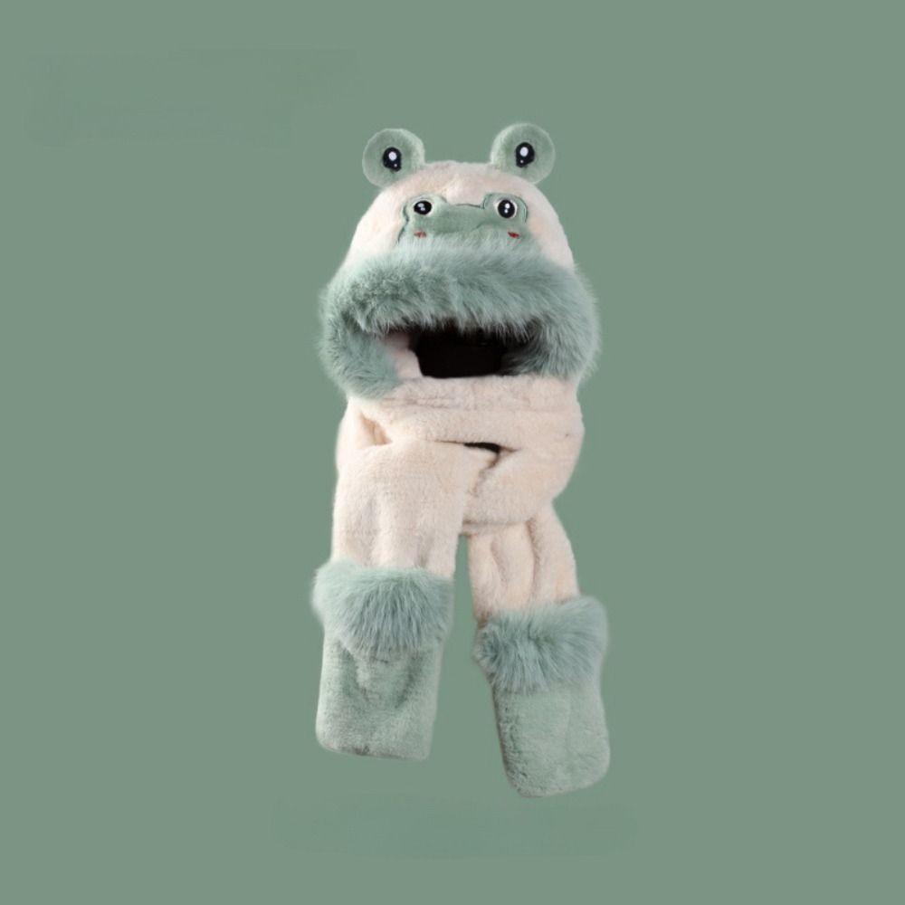 

Мягкая защитная шапка для ушей Зимняя шапка Перчатки Модная шапка Шарф Перчатки зелёный