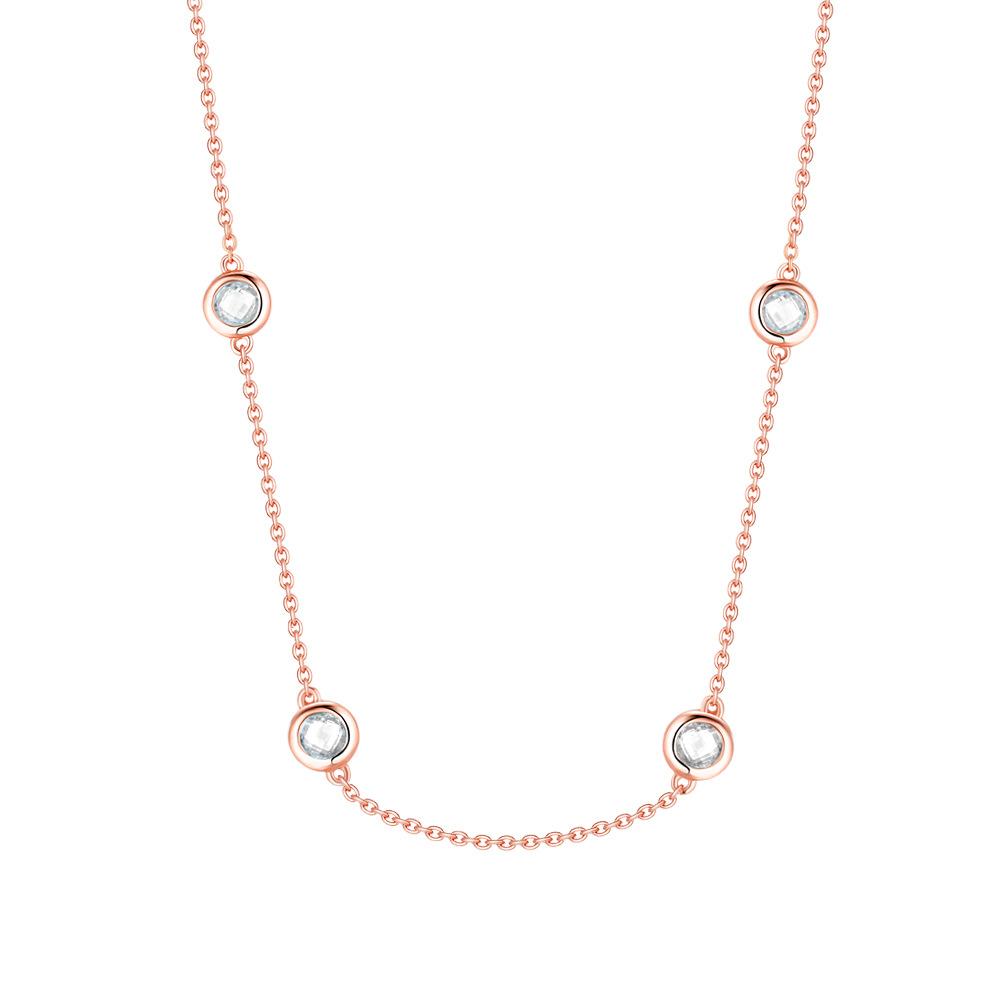 Simple Korean version of the versatile necklace round diamond S925 silver necklace short collarbone chain