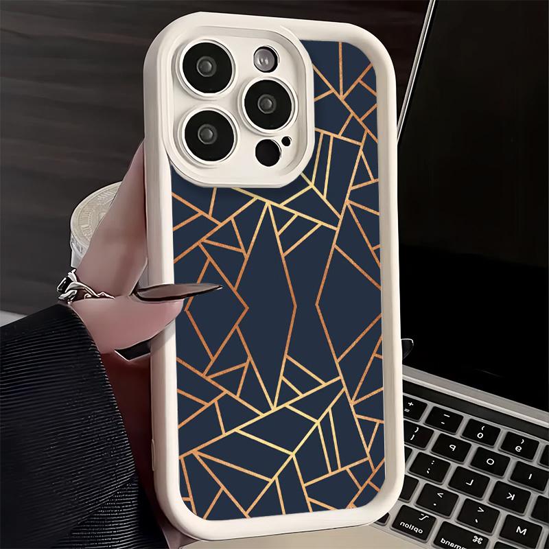 Phone Case for iPhone 17 Air 16E 15 16 Pro Max Geometric Marble Pattern Cover 14 Plus 13 12 Mini Soft Shell Silicone Fundas