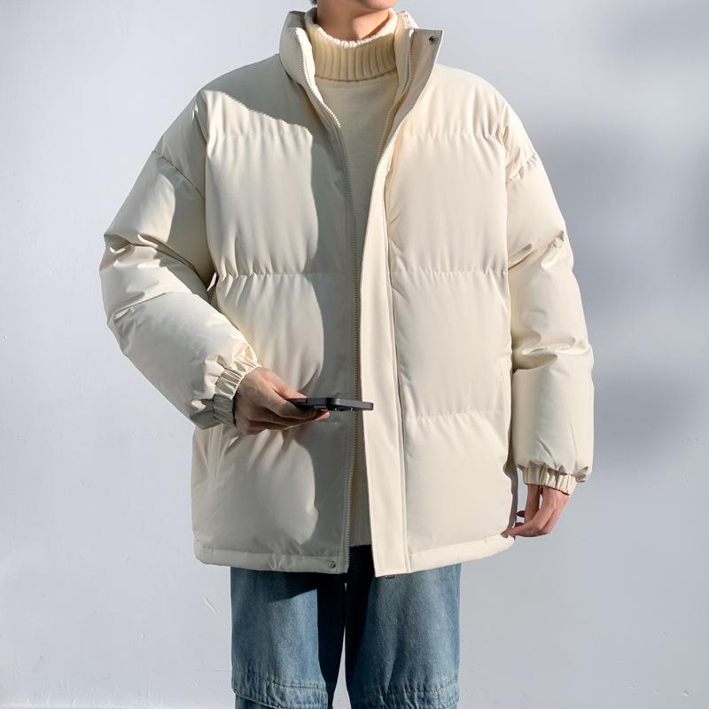 Men’s 2025 Stand Collar Cotton Jacket - Pure Color, Autumn/Winter, Couple Style Casual Outerwear