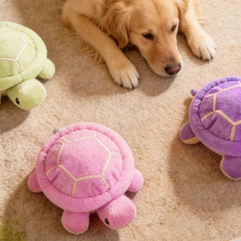 Squeaking Plush Turtles Toy for Dog Chew Stuffed Animal Engagement Teething Toy for Various Breeds Indoor Entertainment