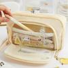 Macaron Color Pencil Case Pen Bag Dual Layer Front Open Pocket Storage Pouch for Stationery School