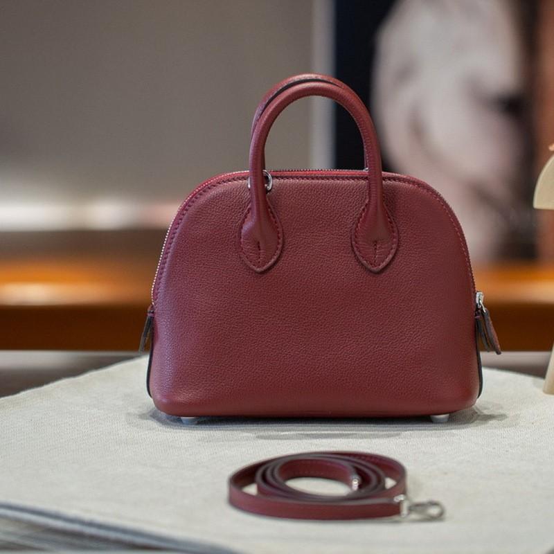 Mini Shell Shape Leather Bowling Bag