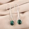 Natural Malachite Gemstone 925 Sterling Silver Jewelry Handmade Earrings 1.76" EE-171-24