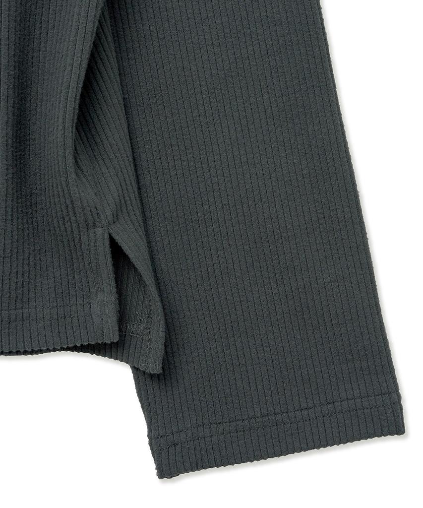 NOIRER Geripptes Henley-Langarm-T-Shirt (Dunkelgrau)