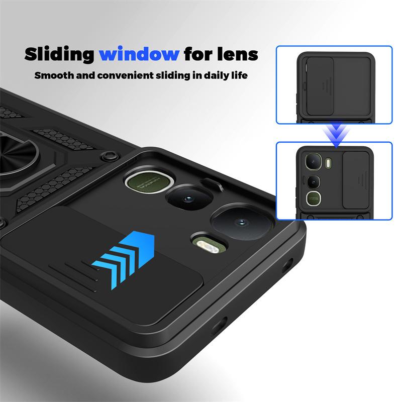 For Vivo Y400 5G Case Shockproof Armor Car Magnetic Holder Ring Cover For Vivo Y 400 Vivoy400 5G Camera Lens Protection Fundas