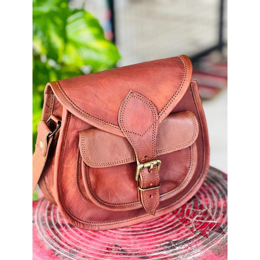 New Genuine Goat Leather Vintage Messenger Ladies Shoulder Hippie Tote Bag
