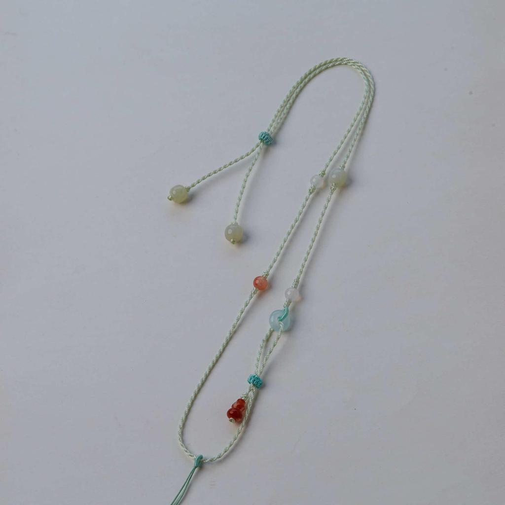 Premium Handmade Braided Necklace with Adjustable Hetian Jade Pendant