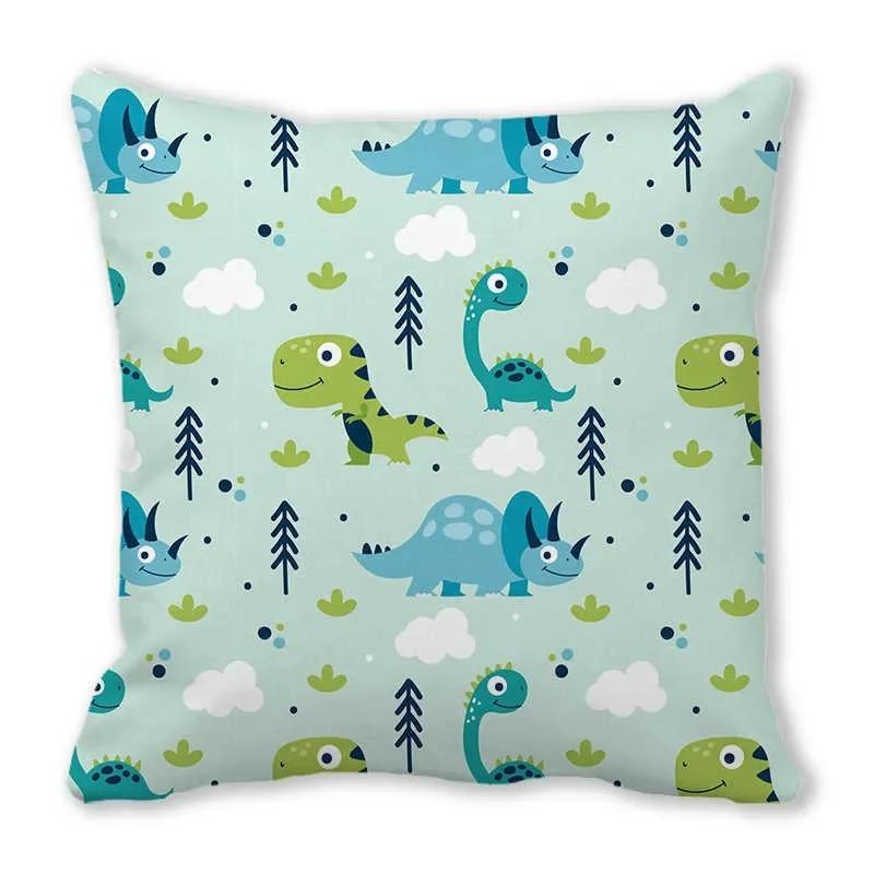 Office Sofa Car Cushion Cover Luxury Home Decoration Pillow Cover Cute Cartoon Little Dinosaur Animal Pattern