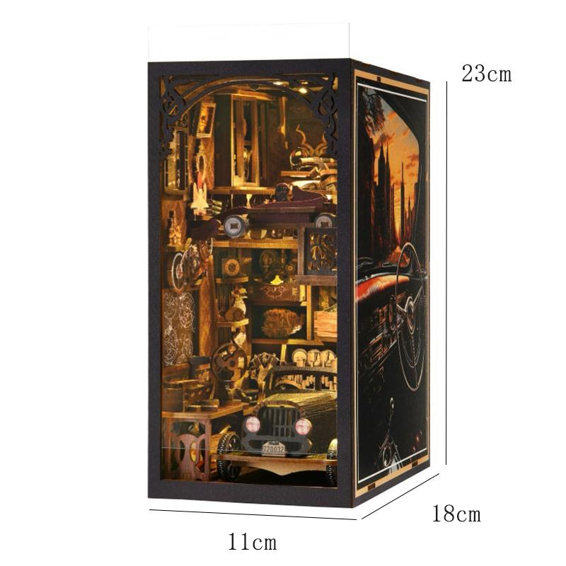 DIY Book Nook Kit Magic House Wooden 3D Puzzle Bookshelf Insert Decor Dollhouse Model Bookend Building Home Decoration Gifts