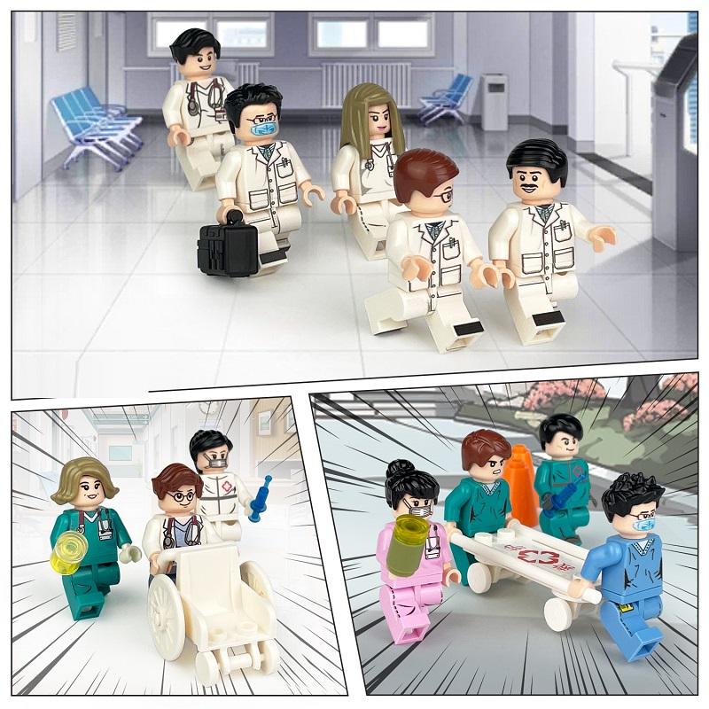 Medici, Asistente Medicale, Pacienți Lucrător Ambulanță Minifigurină Bloc de Construcție Piese Figură Oraș MOC Cărămizi Kituri Model Jucării Educaționale