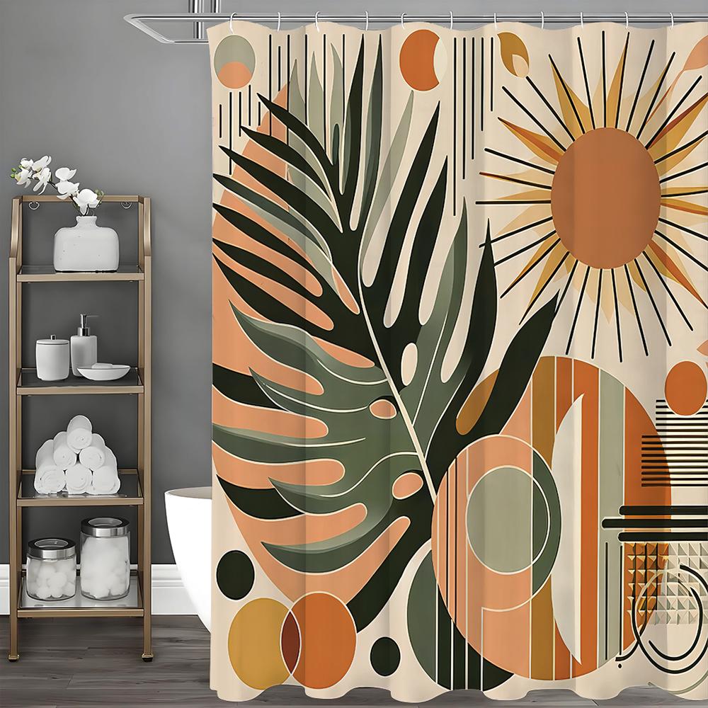 

Современная простая шторка для душа с листьями, декоративная шторка для душа для ванной, водонепроницаемая шторка для душа с крючками 90*180cm