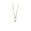 Baroque-shaped freshwater pearl disc necklace for women, featuring a metal chain and irregular pearl accents OT Clavicle chain