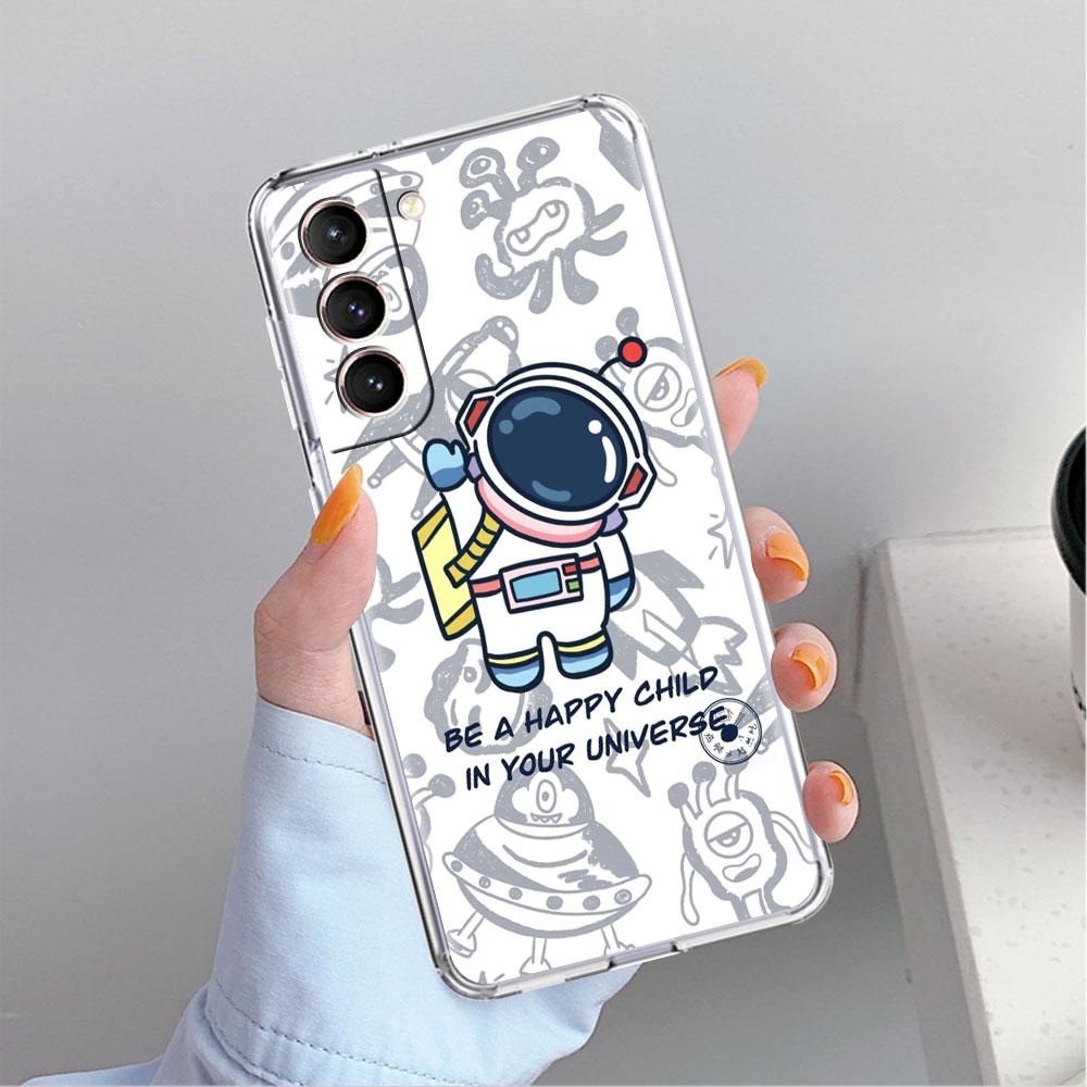 Astronaut Universe Clear Case For Samsung Galaxy S22 S20 FE S21 S10 S9 Plus Note 20 Ultra 10 Lite Transparent Phone Shell