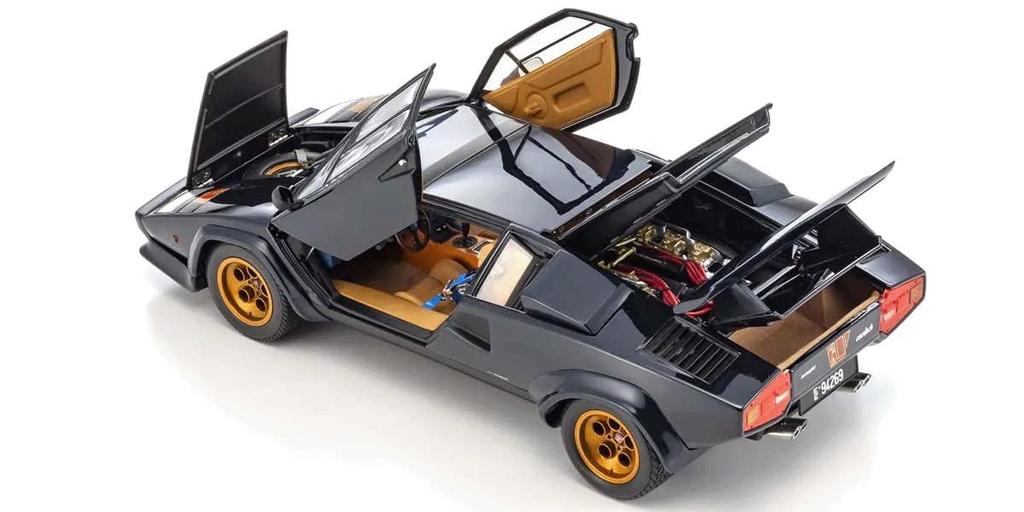 Kyosyo Original Lamborghini Countach Walter Wolf Dark Blue Finished Product 1/18