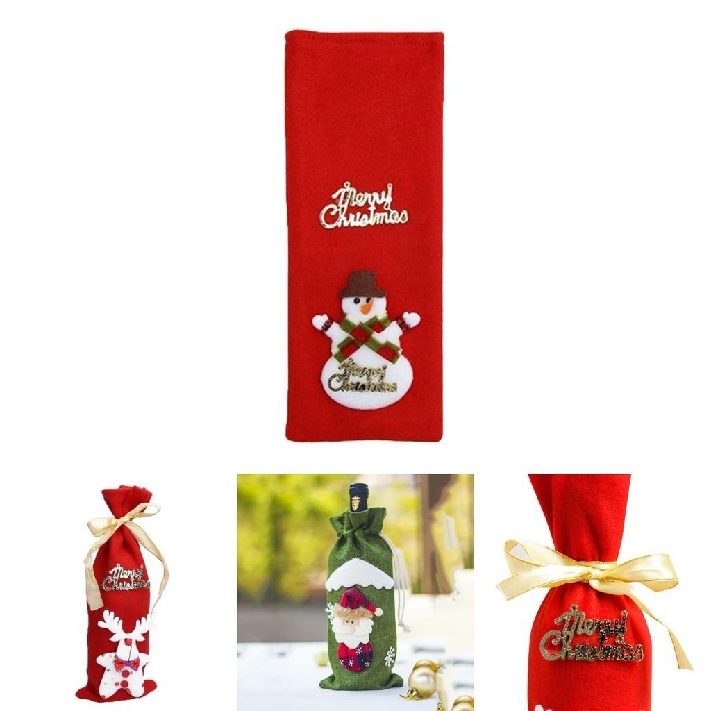 Festive Santa Wine Bottle Bag Cover For Merry Christmas Dinner Party Decor