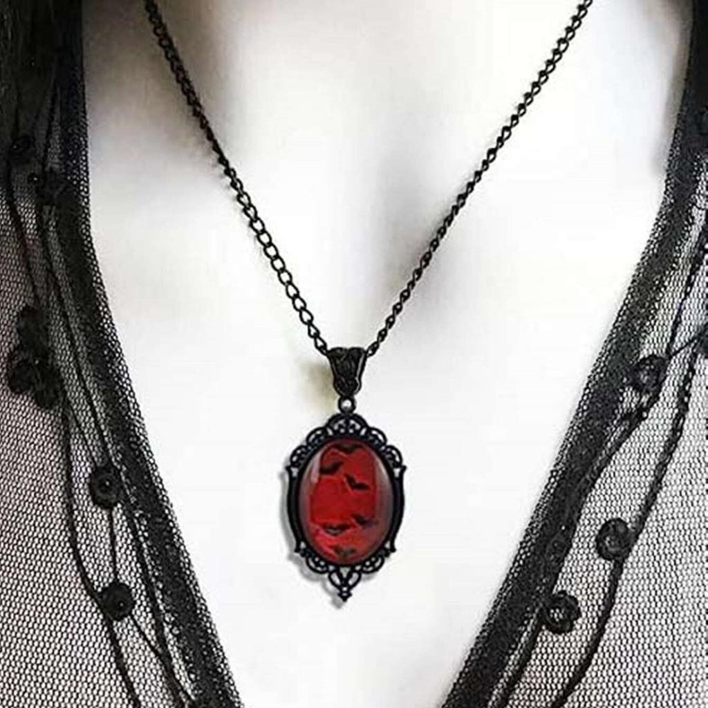 Pendant One Piece Cameo Gothic Vampire Bat Cameo Necklace