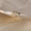 Sweet Champagne Zirconia Studs Female Niche High-level Sense of One Hundred Exquisite and Light Luxury Earrings Studs Office Versatile Daily Wear