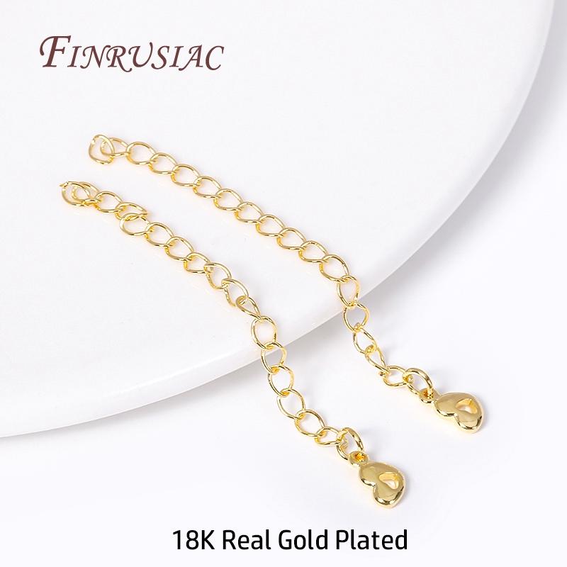 18K Gold Plated Brass Metal Extension Chains Bracelet Necklace Extend Tail Chains Connectors DIY Jewelry Making Findings
