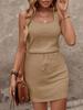 Summer Polyester Sleeveless Aline Dress With Color Block For Casual Wear