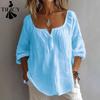 Women's Fashion Casual Spring Autumn Solid Color Print Long Sleeve V-Neck Blouses & Shirts