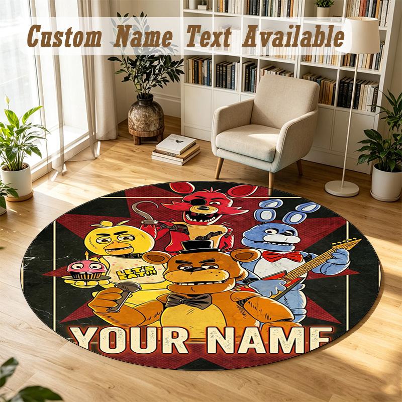 Round Rug Custom NameFive Nights at Freddy’s Pattern Non Slip Carpet Home Floor Decor