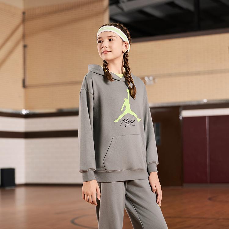 Jordan Hooded Pullover Sweatshirt Fleece Lined, Classic Large Logo, Comfortable, Versatile Kids' JD2532260