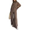 Women's Two-Piece Outfit Oversized 3/4 Sleeve Pullover Top And Wide Leg Pants Set Fall Casual Loose Lounge Set
