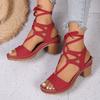 Fashion 36-43large-size Women's Wedge Thick Heel Sandals Women Summer Fashion Fish Mouth High Heel Strap Winding Sandals Sandalias Mujer