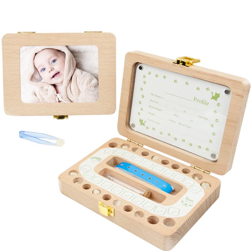 Cross-border Wooden Lanugo Baby Teeth Storage Box - English & Japanese Design