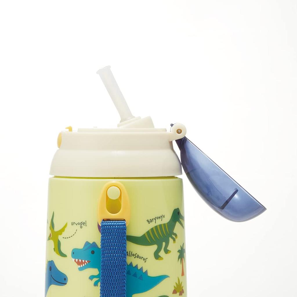 Skater Water Bottle with Dinosaur Picture SSH4C-A Push-to-Open Straw, 400ml,