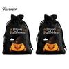 Trick or Treat Party Souvenirs 2Pcs Halloween Pumpkin Drawstring Bags for Candy Treats, Retro Burlap Rustic Linen Goodie Bags, Portable Kids