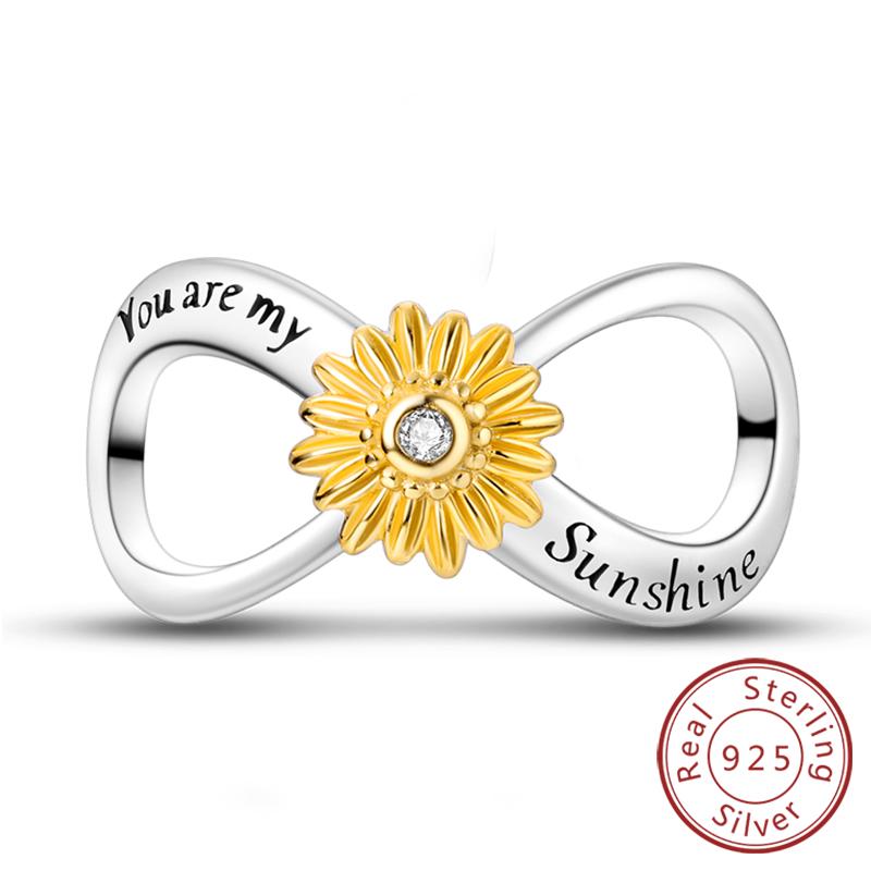 New Copper Charms Pendant Sunflowers Heart Beads Fit Original Bracelets Charm Diy Jewelry Gifts Making