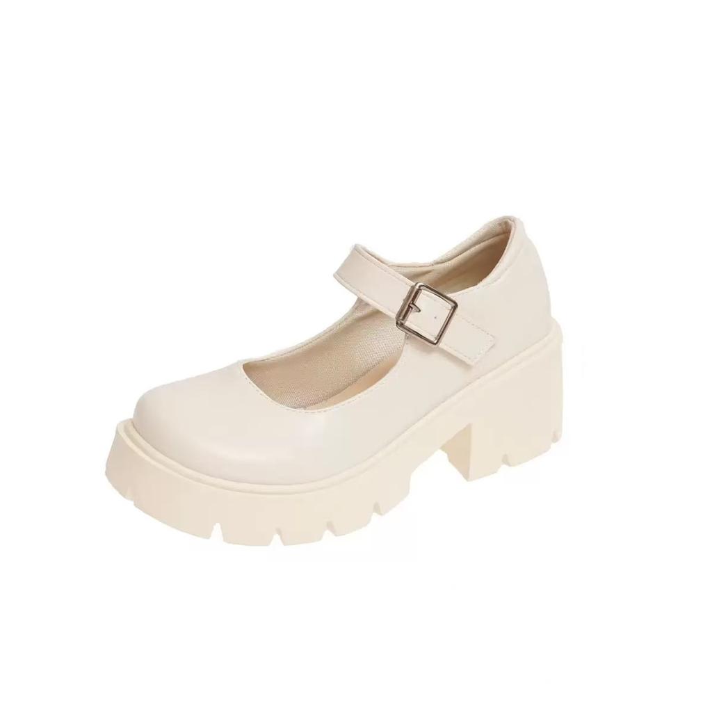 Plateauschuhe für Damen Mary Jane Schuhe Schlicht Lolita Schwarze Schuhe mit Absatz Student College Süß Mittlerer Absatz Damen Einzelne Schuhe