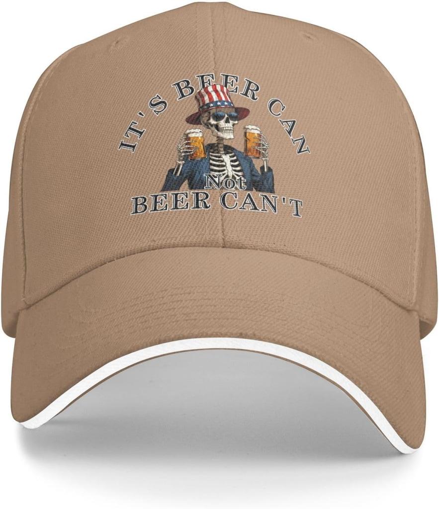 Its Beer Can Not Beer Cant Skeleton Baseball Cap Funny Drinking Unisex Polyester Trucker Hat