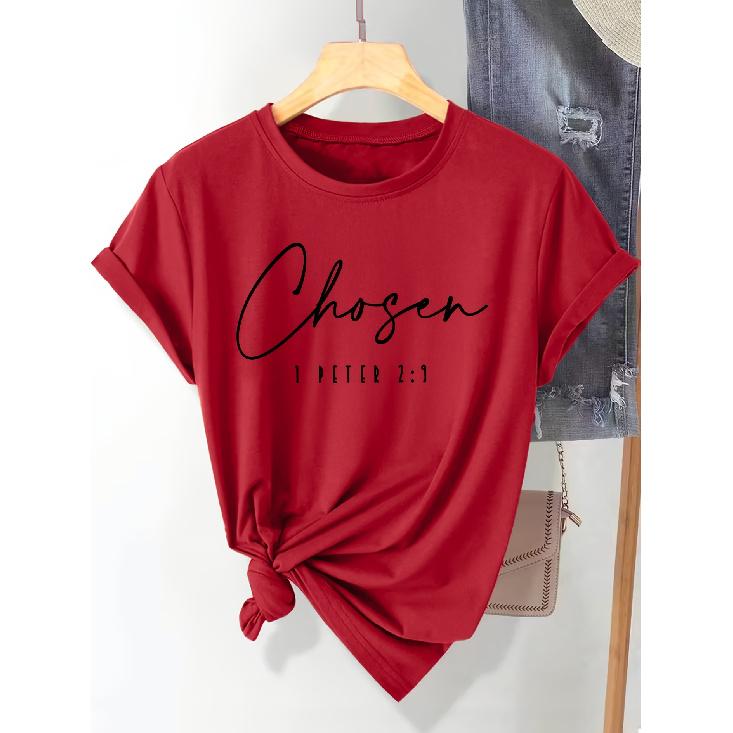 Women's Short Sleeve T Shirt Chosen Printed round neck machine washable comfortable Soft Breathable and suitable for spring summer