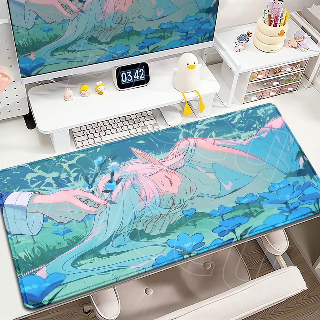 HD Printing Frieren At the Funeral Mousepads Anti-Slip Rubber Bottom Mousepad Large Size Esports Games Office Desk Pad Table Mat