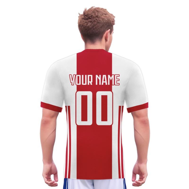 Camiseta de Fútbol Personalizada Roja Blanca Camiseta de Fútbol Camisetas de Equipo Personalizadas con Nombre Número Camiseta de Entrenamiento para Hombres Mujeres Niños
