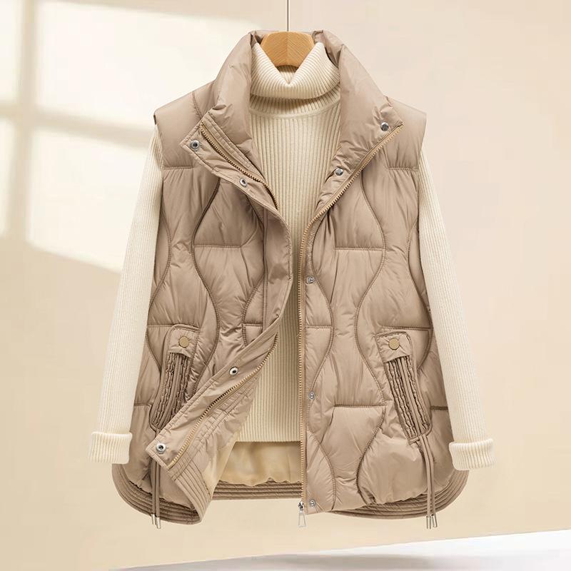 Autumn and winter new vest women's loose stand-up collar thickened down cotton jacket vest cotton vest trendy