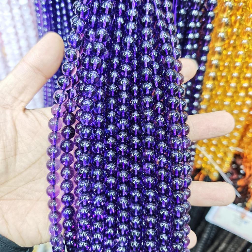 Purple Series Amethyst & Super Seven Crystal Beads: Round, Natural Stone, DIY Jewelry Accessories