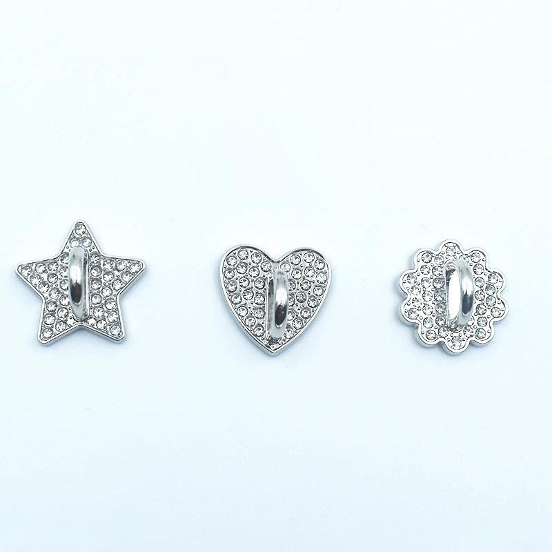 2Pcs Rhinestone Metal DIY Phone Case Accessories Adhesive Pendant Star Love Flower Base Pendant Universal Shining Hook