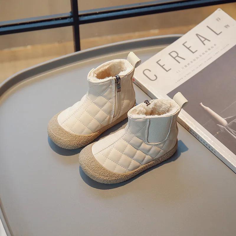 Autumn Winter Plush Warm Girl Shoe Warm AntiSlip Soft Sole Snow Boot Fashion Princess Kid Shoe Plush Cotton Shoes Kid Ankle Boot