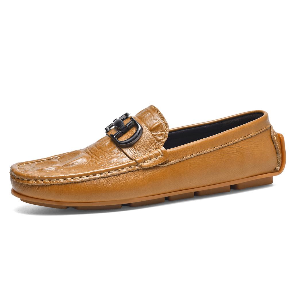 Fashion 2025 New Men Cow Leather Crocodile Grain Style Loafers High Quality Business Casual Shoes Handmade Men Genuine Leather Moccasins
