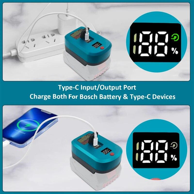 Battery Fast Charging Adapter For Makita/Bosch For Milwaukee/Dewlt 18/20V Battery With USB Type-C interface Input Output