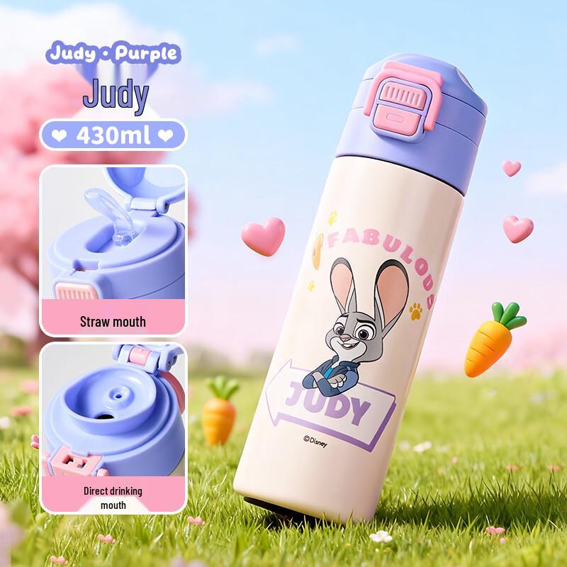 Disney Kids Insulated Straw Water Bottle with Dual Lid