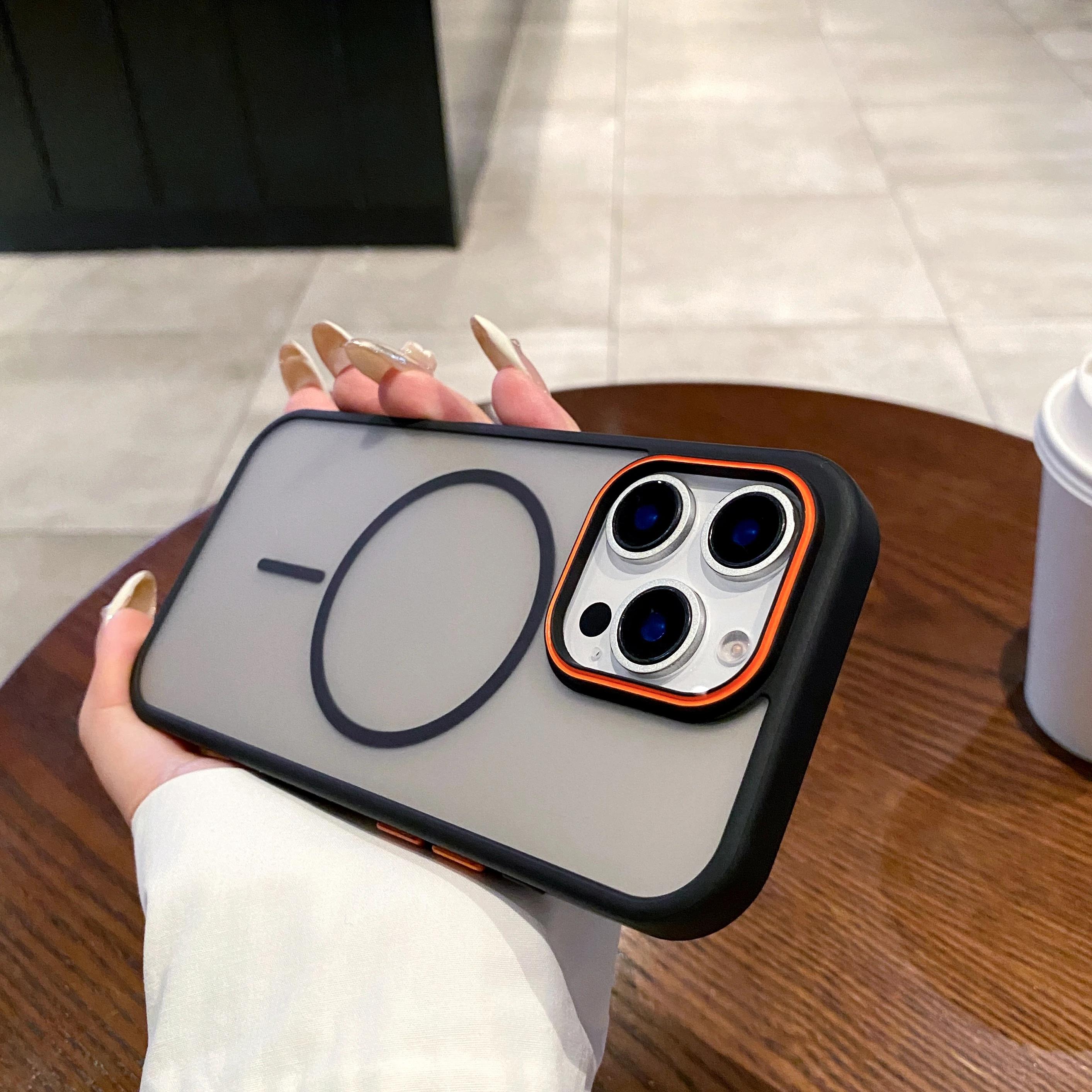 

Магнитный матовый чехол для беспроводной зарядки Magsafe для iPhone 16 13 11 12 14 15 Plus Pro Max Противоударный бампер Полупрозрачная крышка For iPhone 16Pro Max