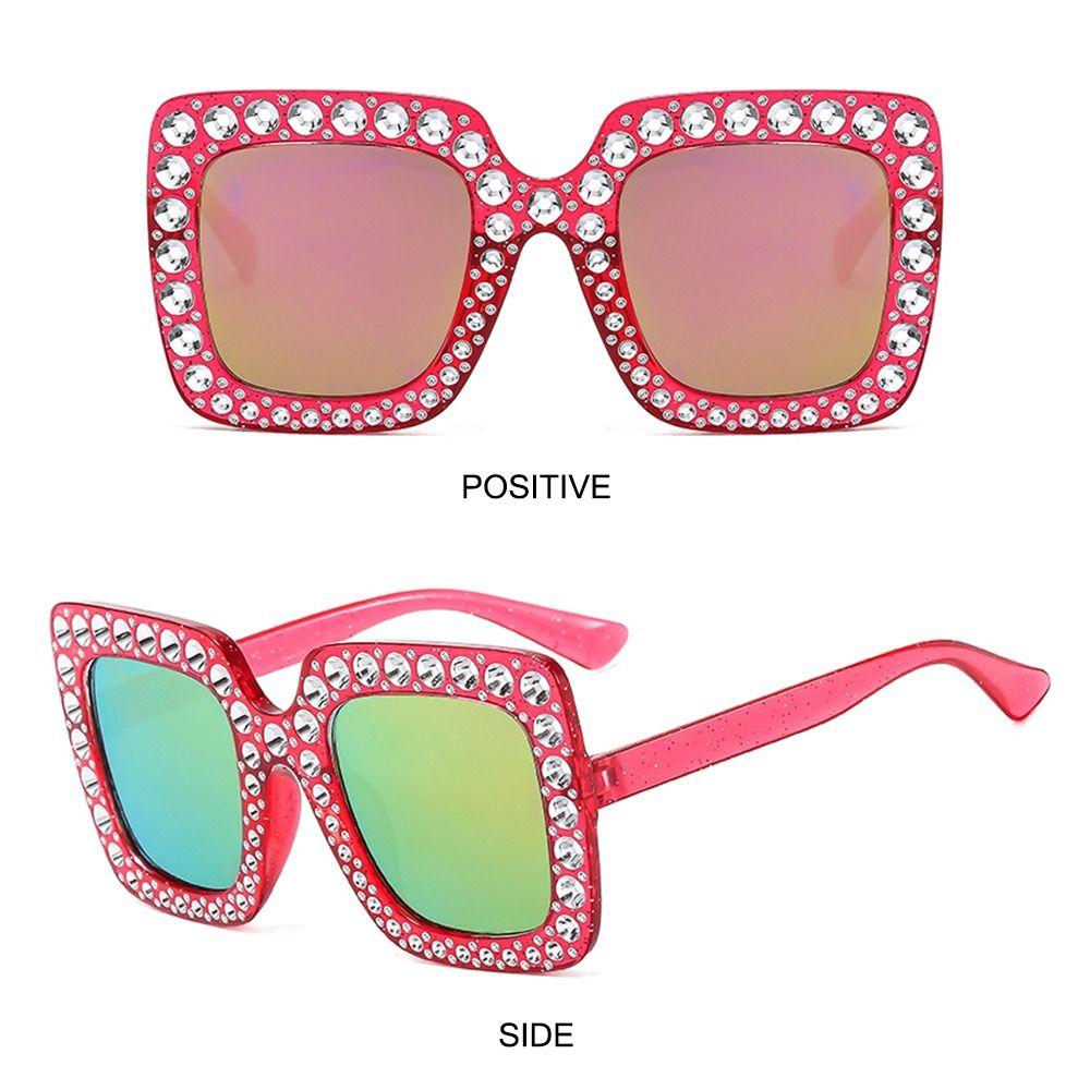Crystal Oversized Sunglasses for Women Rhinestone Square Diamond Sun Glasses Retro Big Frame Sparkling Glasses